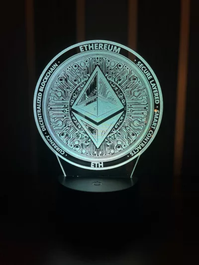 Ethereum ETH LED Lampe Nachtlicht Krypto 3D